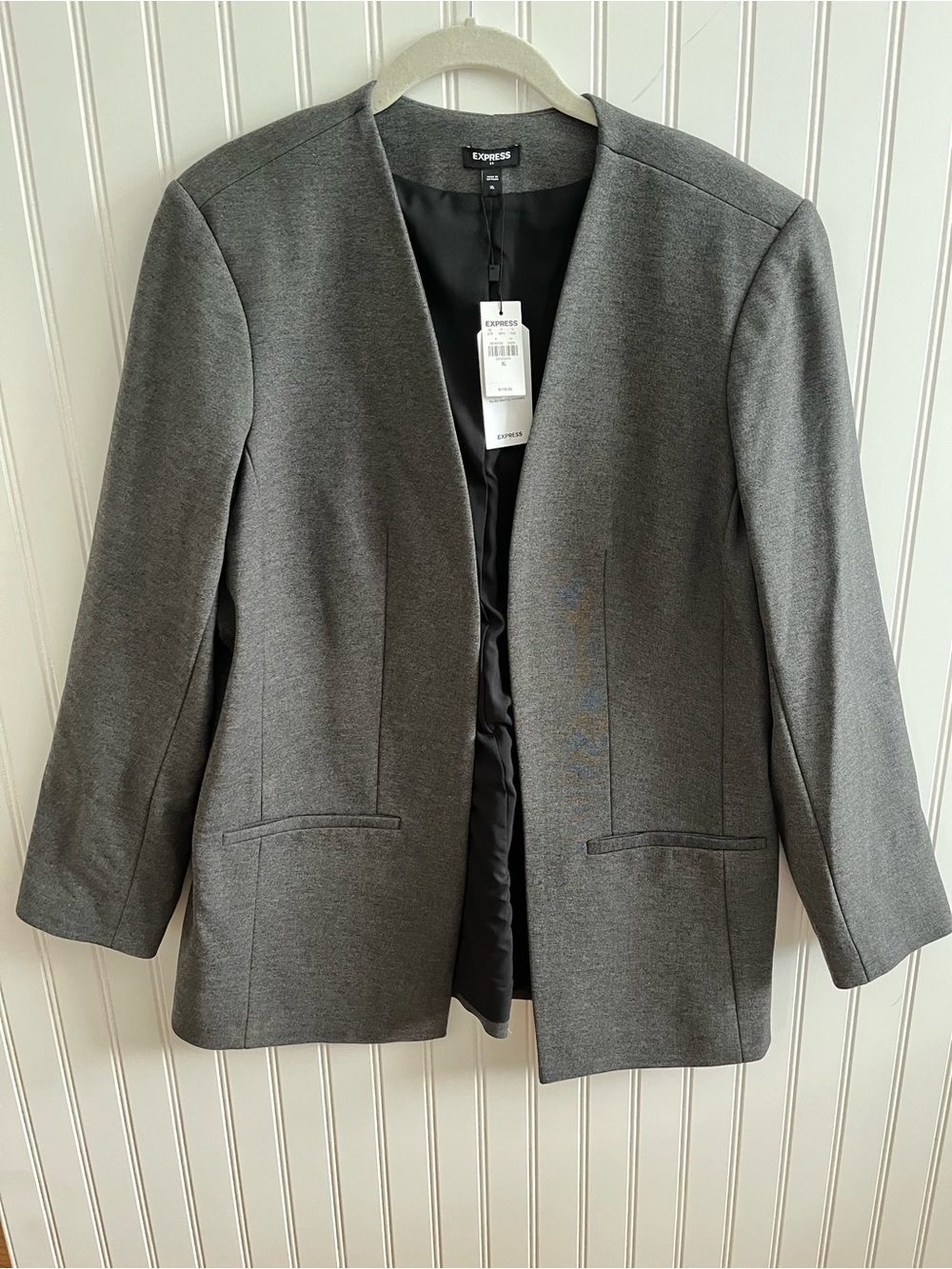 NWT Express Women's Gray Open-Front Blazer Jacket size Xl